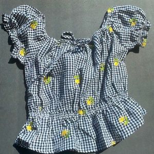 Forever 21 | Gingham Floral | Off-The-Shoulder | LIKE NEW